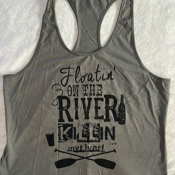 Gray Graphic Women's Racerback Tank Top Plus Size 3XL Floatin - Picture 2 of 7